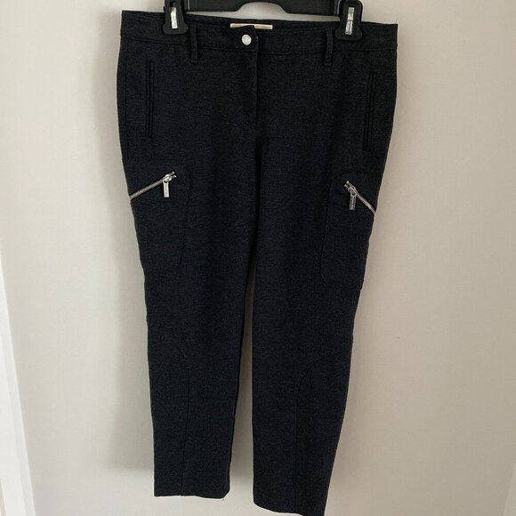 Michael Kors Knit Skinny Pants Leggings Charcoal Grey Front Zipper Pockets Sz10 - Picture 1 of 8